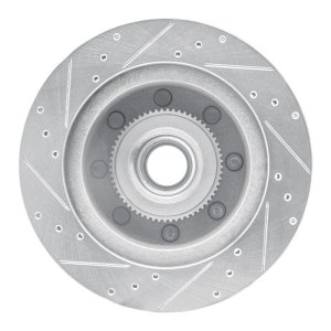 Ford E-250 Econoline Brake Rotor (1) - Front Right - R1 Concepts - Drilled & Slotted - Silver - `95-`07